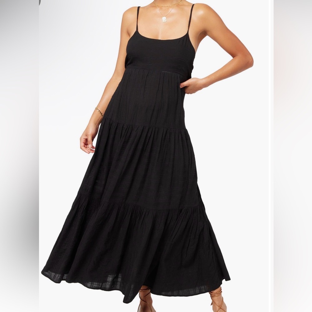 l*space Black Spaghetti-Strap Maxi Dress